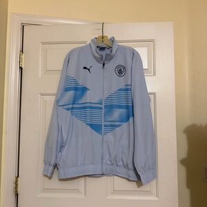 Puma Manchester City FC Prematch Jacket Blue Soccer Full Zip Size Large L